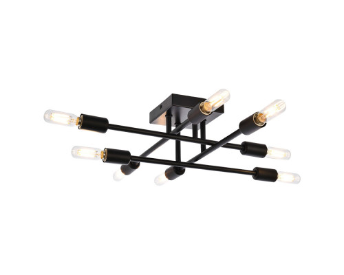 Elegant Script 8 Lights Flush Mount - Black (LD2351BK)