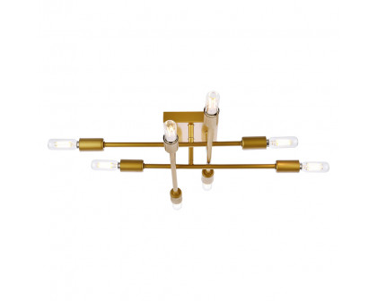 Elegant Script 8 Lights Flush Mount - Brass (LD2351BR)