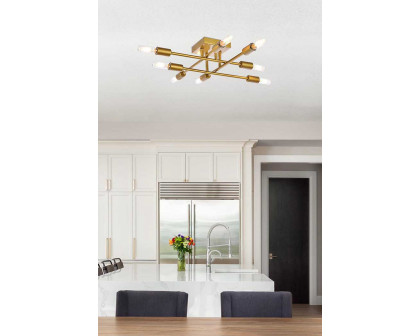 Elegant Script 8 Lights Flush Mount - Brass (LD2351BR)