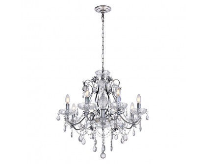 Elegant Voltaire 8-Light Chandelier - Chrome, L 26" (LD4005D26C)