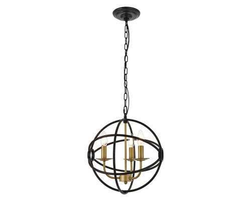 Elegant Octavia 3-Light Pendant - Brass/Dark Brown, L 14" (LD4006D14BRD)