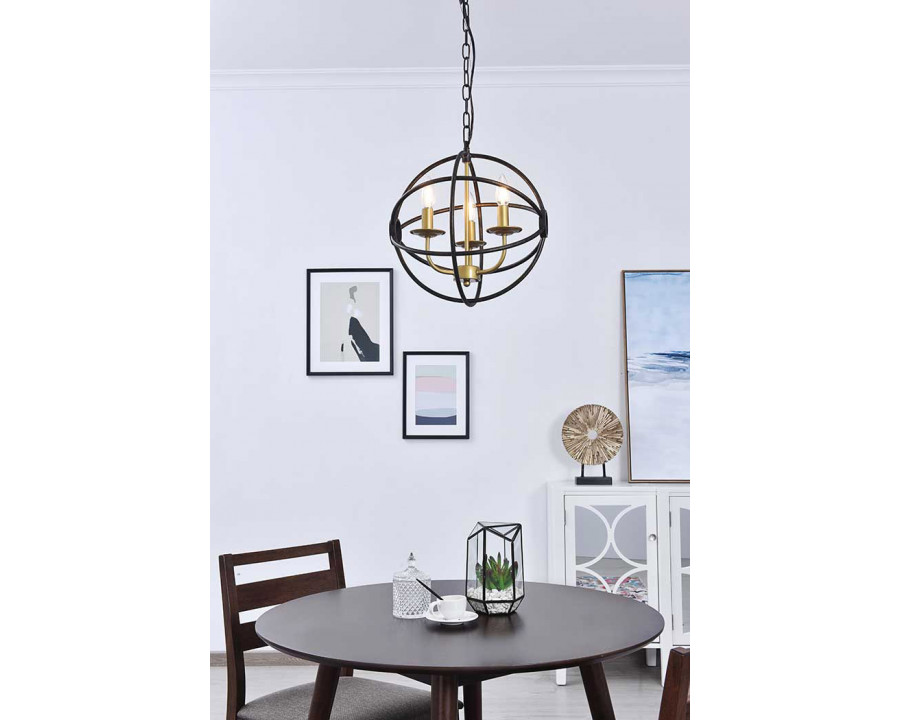 Elegant Octavia 3-Light Pendant - Brass/Dark Brown, L 14" (LD4006D14BRD)