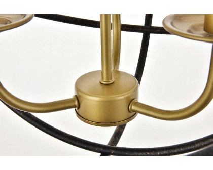 Elegant Octavia 3-Light Pendant - Brass/Dark Brown, L 14" (LD4006D14BRD)