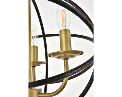 Elegant Octavia 3-Light Pendant - Brass/Dark Brown, L 14" (LD4006D14BRD)