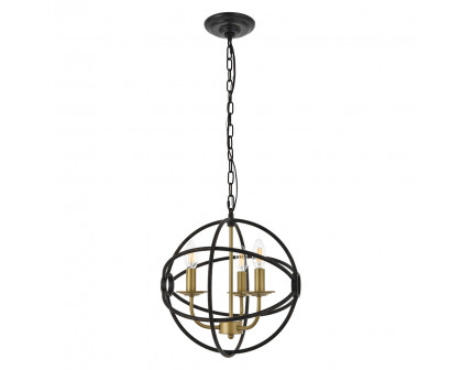 Elegant Octavia 3-Light Pendant - Brass/Dark Brown, L 14" (LD4006D14BRD)