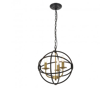 Elegant Octavia 3-Light Pendant - Brass/Dark Brown, L 14" (LD4006D14BRD)