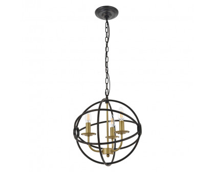 Elegant Octavia 3-Light Pendant - Brass/Dark Brown, L 14" (LD4006D14BRD)