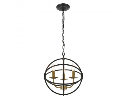 Elegant Octavia 3-Light Pendant - Brass/Dark Brown, L 14" (LD4006D14BRD)