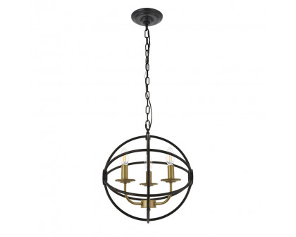 Elegant Octavia 3-Light Pendant - Brass/Dark Brown, L 14" (LD4006D14BRD)