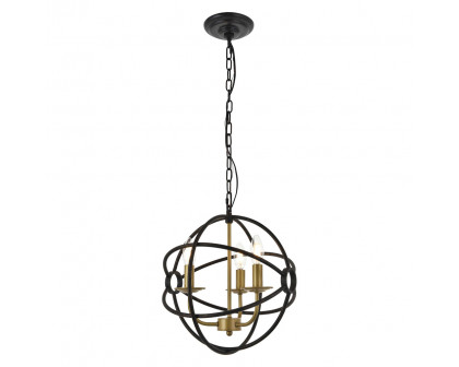 Elegant Octavia 3-Light Pendant - Brass/Dark Brown, L 14" (LD4006D14BRD)