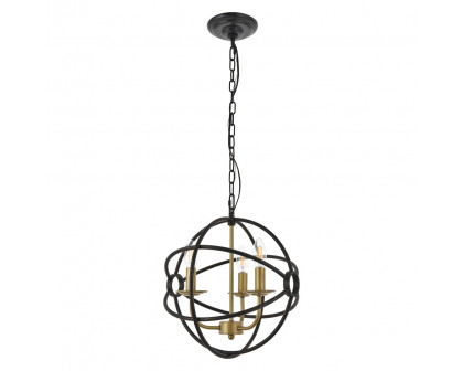 Elegant Octavia 3-Light Pendant - Brass/Dark Brown, L 14" (LD4006D14BRD)