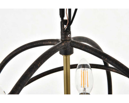 Elegant Octavia 3-Light Pendant - Brass/Dark Brown, L 14" (LD4006D14BRD)