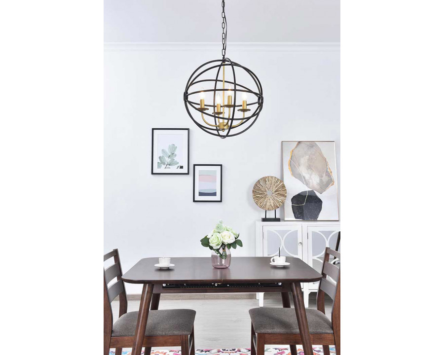 Elegant Octavia 3-Light Pendant - Brass/Dark Brown, L 18" (LD4006D18BRD)