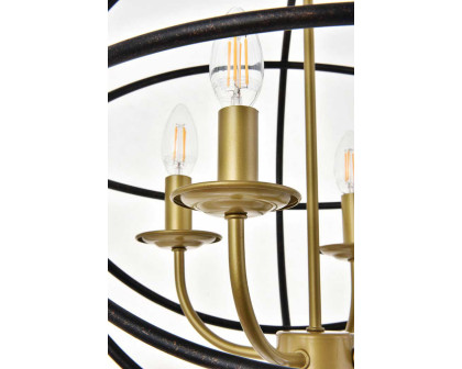 Elegant Octavia 3-Light Pendant - Brass/Dark Brown, L 18" (LD4006D18BRD)