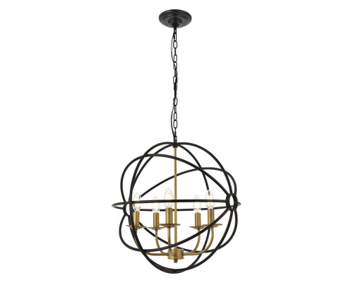 Elegant Octavia 3-Light Pendant - Brass/Dark Brown, L 20" (LD4006D20BRD)