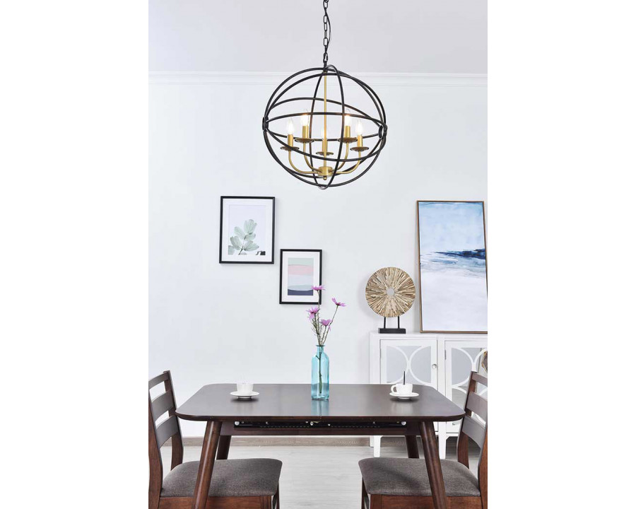 Elegant Octavia 3-Light Pendant - Brass/Dark Brown, L 20" (LD4006D20BRD)