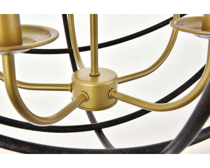 Elegant Octavia 3-Light Pendant - Brass/Dark Brown, L 20" (LD4006D20BRD)