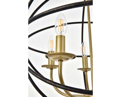 Elegant Octavia 3-Light Pendant - Brass/Dark Brown, L 20" (LD4006D20BRD)