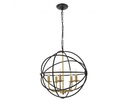 Elegant Octavia 3-Light Pendant - Brass/Dark Brown, L 20" (LD4006D20BRD)