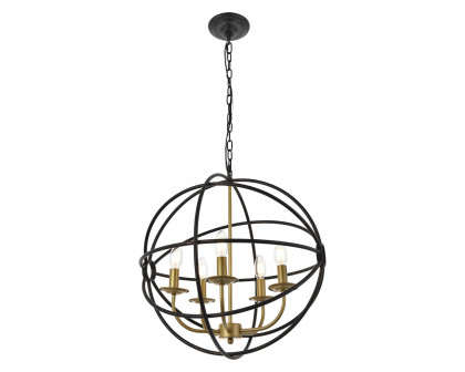 Elegant Octavia 3-Light Pendant - Brass/Dark Brown, L 20" (LD4006D20BRD)