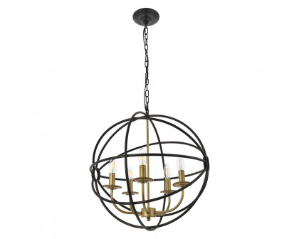 Elegant Octavia 3-Light Pendant - Brass/Dark Brown, L 20" (LD4006D20BRD)