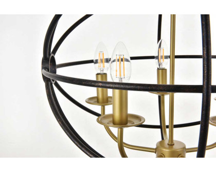 Elegant Octavia 3-Light Pendant - Brass/Dark Brown, L 20" (LD4006D20BRD)