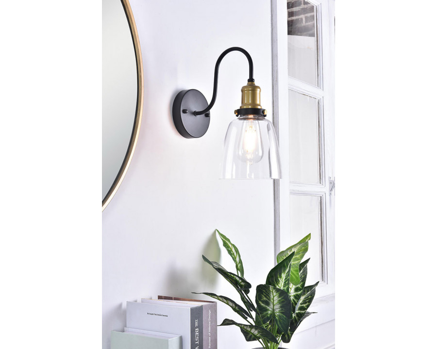 Elegant Felicity 1 Light Wall Sconce - Brass/Black (LD4013W6BRB)