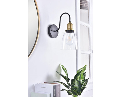 Elegant Felicity 1 Light Wall Sconce - Brass/Black (LD4013W6BRB)