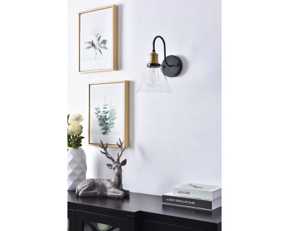 Elegant Histoire 1 Light Wall Sconce - Brass/Black (LD4017W7BRB)