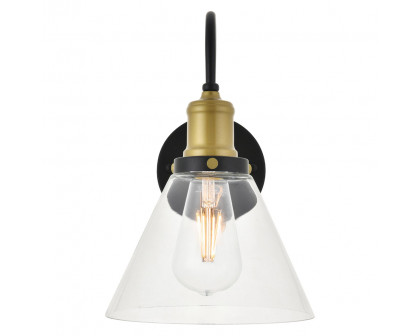 Elegant Histoire 1 Light Wall Sconce - Brass/Black (LD4017W7BRB)