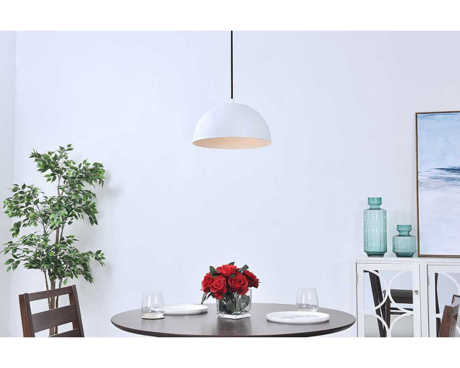 Elegant Forte 1 Light Pendant - White, L 11.8" (LD4022D12WH)