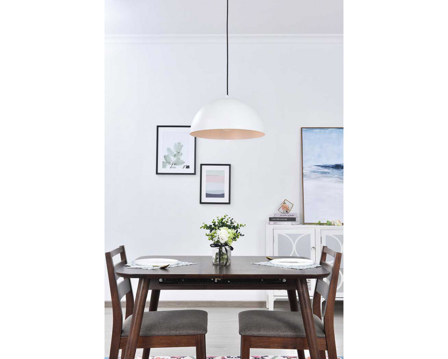 Elegant Forte 1 Light Pendant - White, L 15.7" (LD4025D16WH)