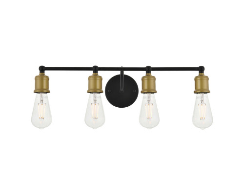 Elegant Serif 5 Lights Wall Sconce - Brass/Black, L 22.1" (LD4028W22BRB)