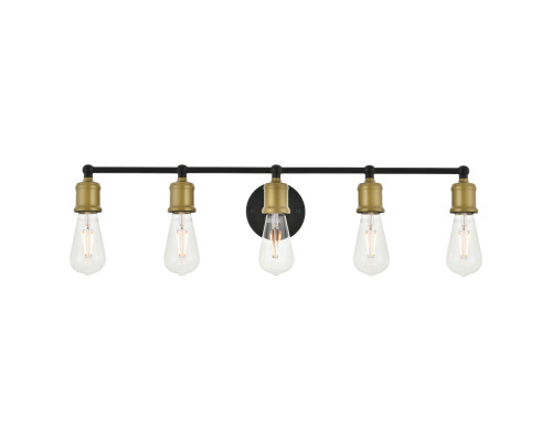 Elegant Serif 5 Lights Wall Sconce - Brass/Black, L 28.8" (LD4028W29BRB)