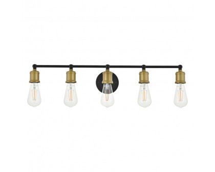 Elegant Serif 5 Lights Wall Sconce - Brass/Black, L 28.8" (LD4028W29BRB)