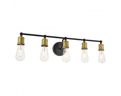 Elegant Serif 5 Lights Wall Sconce - Brass/Black, L 28.8" (LD4028W29BRB)