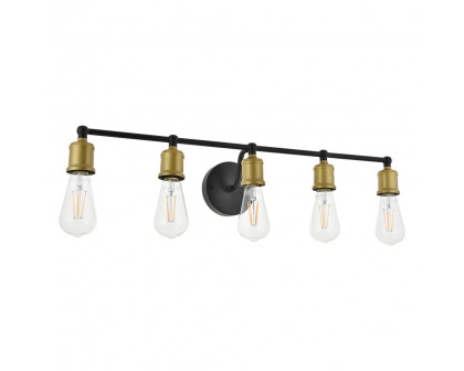 Elegant Serif 5 Lights Wall Sconce - Brass/Black, L 28.8" (LD4028W29BRB)