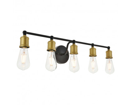 Elegant Serif 5 Lights Wall Sconce - Brass/Black, L 28.8" (LD4028W29BRB)