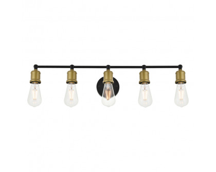 Elegant Serif 5 Lights Wall Sconce - Brass/Black, L 28.8" (LD4028W29BRB)