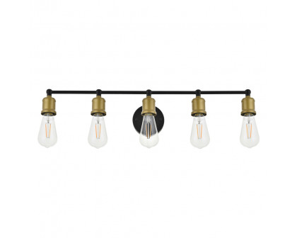 Elegant Serif 5 Lights Wall Sconce - Brass/Black, L 28.8" (LD4028W29BRB)