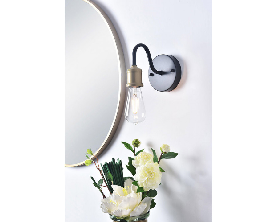 Elegant Serif 5 Lights Wall Sconce - Brass/Black, L 4.7" (LD4028W5BRB)