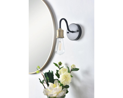 Elegant Serif 5 Lights Wall Sconce - Brass/Black, L 4.7" (LD4028W5BRB)