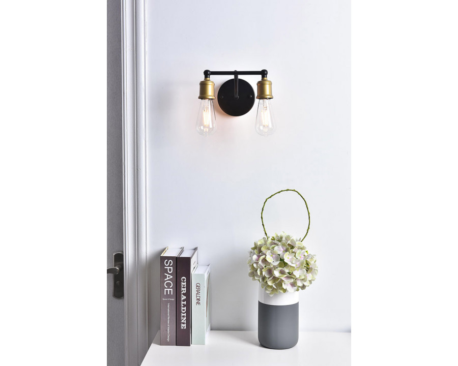 Elegant Serif 5 Lights Wall Sconce - Brass/Black, L 8.7" (LD4028W9BRB)