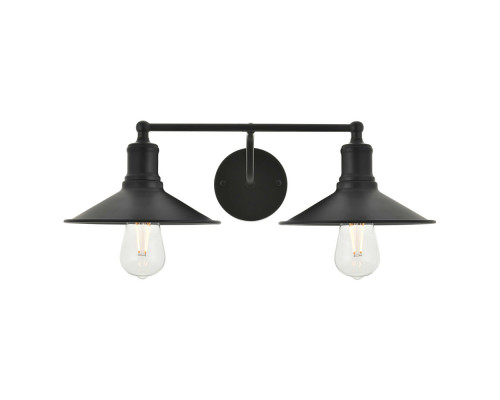 Elegant Etude 2 Lights Wall Sconce - Black, L 20.9" (LD4033W21BK)