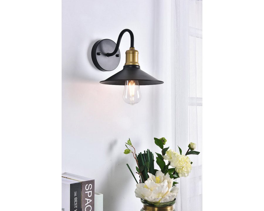 Elegant Etude 2 Lights Wall Sconce - Brass/Black, L 8.7" (LD4033W9BRB)