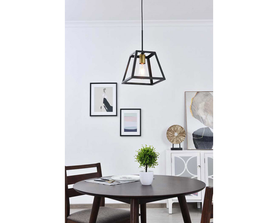 Elegant Resolute 5 Light Pendant - Brass/Black, L 10" (LD4061D10BRB)