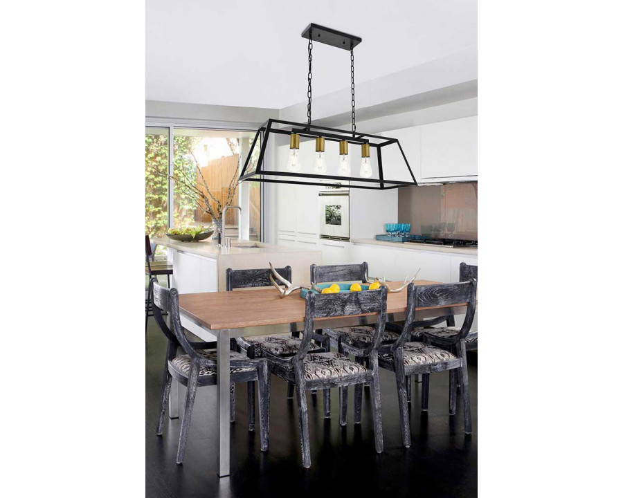 Elegant Resolute 5 Light Pendant - Brass/Black, L 32" (LD4061D32BRB)