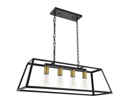 Elegant Resolute 5 Light Pendant - Brass/Black, L 32" (LD4061D32BRB)