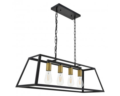 Elegant Resolute 5 Light Pendant - Brass/Black, L 32" (LD4061D32BRB)