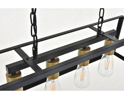 Elegant Resolute 5 Light Pendant - Brass/Black, L 32" (LD4061D32BRB)